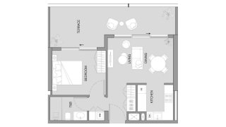 Apartment floor plan, 1 bedroom in LUM1NAR Tower 1 No. 11028