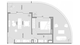 Apartment floor plan, 1 bedroom in LUM1NAR Tower 1 No. 11029